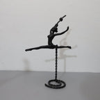 Abstract Statue - Dancing Girl Iron Finish, side view - House Of Avana