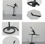 Abstract Statue - Dancing Girl Iron Finish, top view - House Of Avana