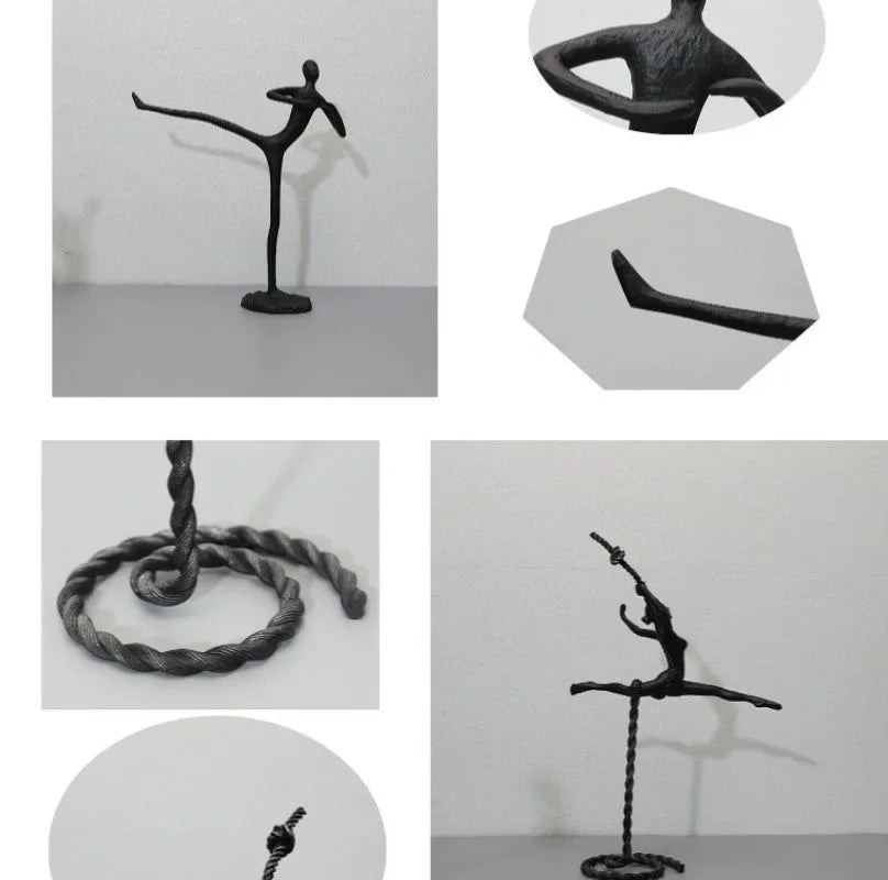 Abstract Statue - Dancing Girl Iron Finish, top view - House Of Avana