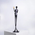 Abstract Statue - Iron Reading Figure, angled view - House Of Avana