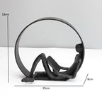 Abstract Statue - Iron Reading Figure, dimensions view - House Of Avana