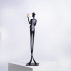 Abstract Statue - Iron Reading Figure, detail shot - House Of Avana
