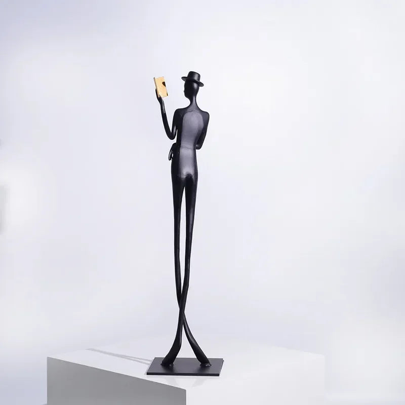 Abstract Statue - Iron Reading Figure, detail shot - House Of Avana