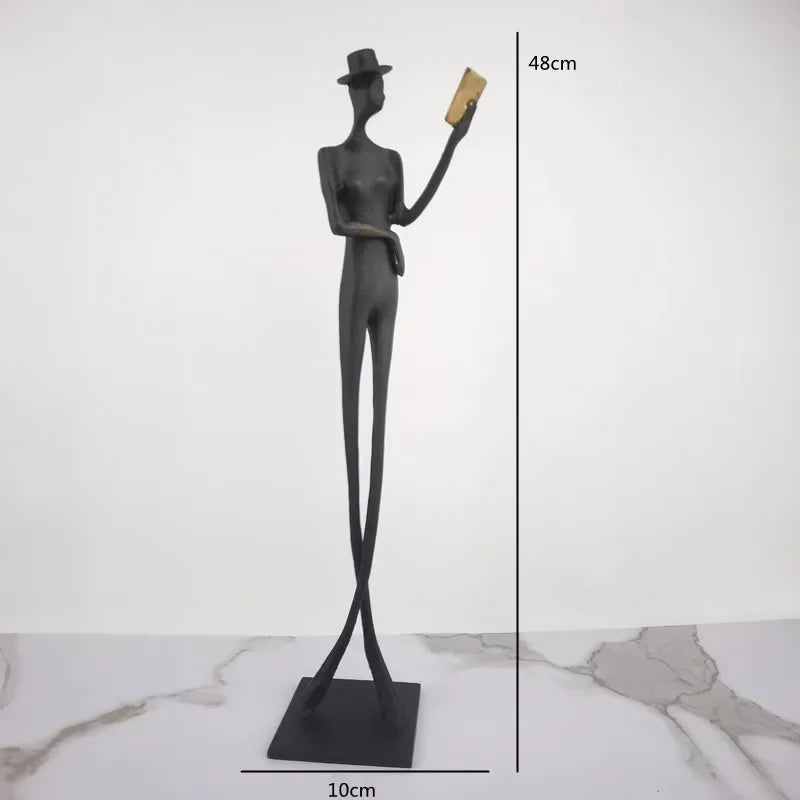 Abstract Statue - Iron Reading Figure, texture detail - House Of Avana