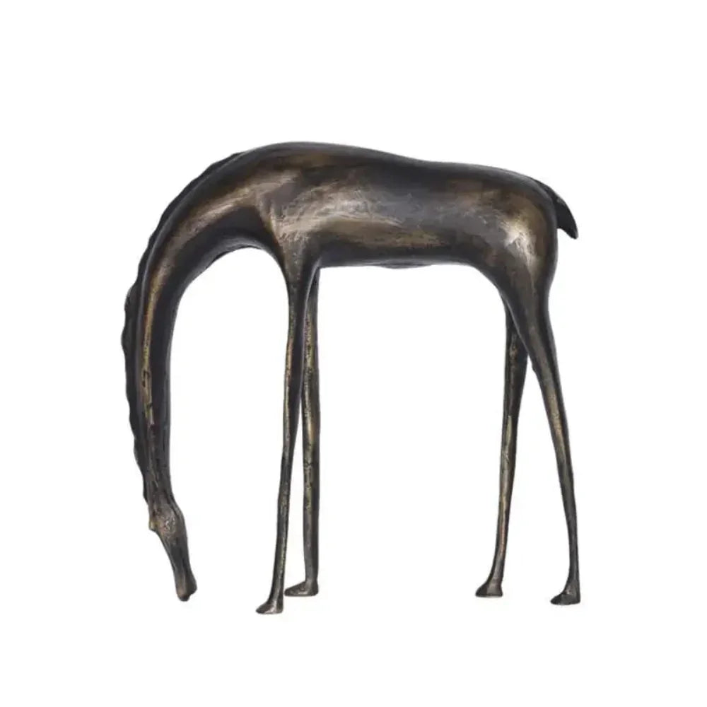 Retro Cast Iron Stylized Abstract Horse Statue, side view - House Of Avana