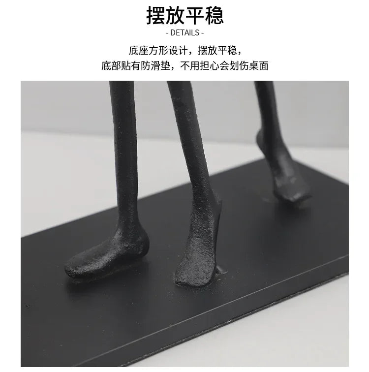 Abstract Statue - Modern Black Pedestal, close-up view - House Of Avana