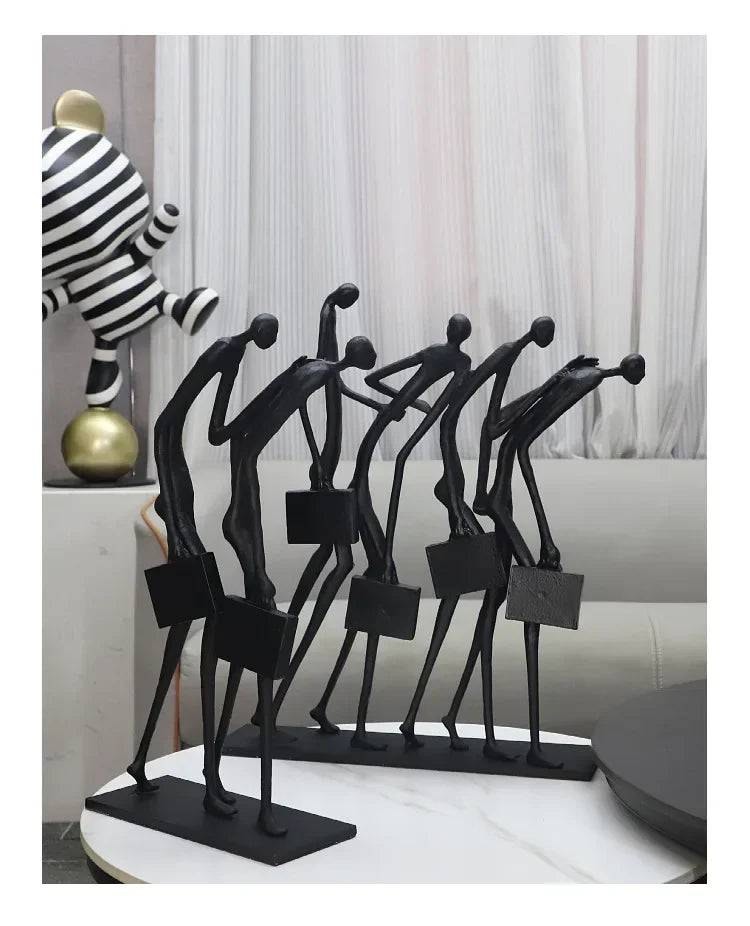 Abstract Statue - Modern Black Pedestal, dimensions view - House Of Avana