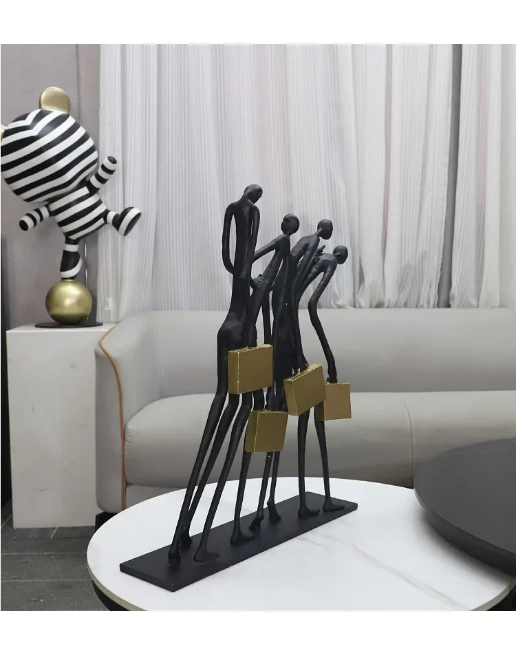 Abstract Statue - Modern Black Pedestal, alternate view - House Of Avana