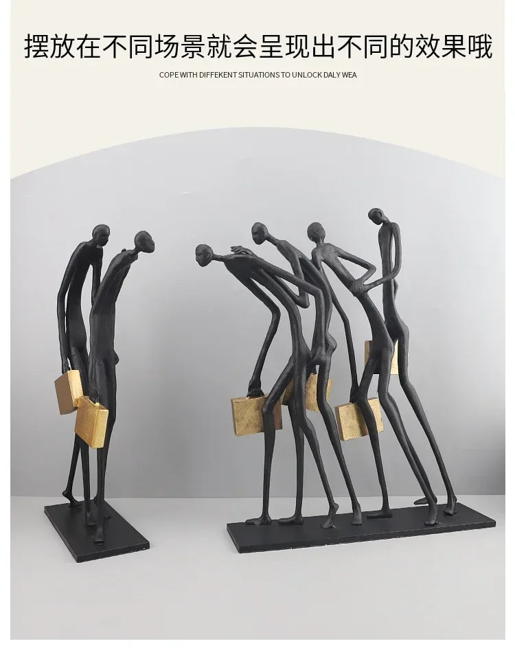 Abstract Statue - Modern Black Pedestal, top view - House Of Avana