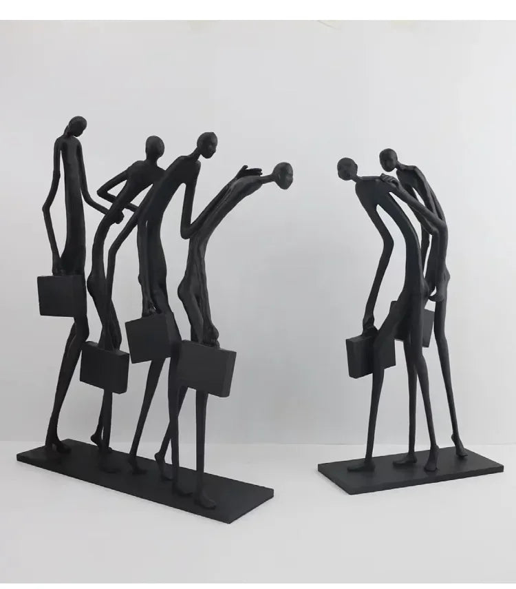 Abstract Statue - Modern Black Pedestal, angled view - House Of Avana