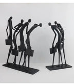 Abstract Statue - Modern Black Pedestal, angled view - House Of Avana