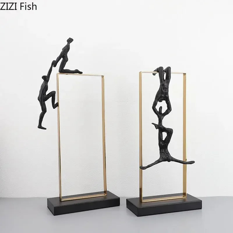 Abstract Climbing Figure - Modern Desk Statue, detail shot - House Of Avana