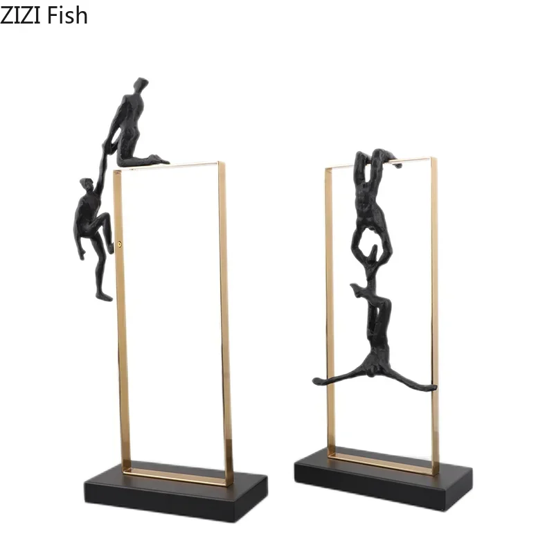 Abstract Climbing Figure - Modern Desk Statue, top view - House Of Avana