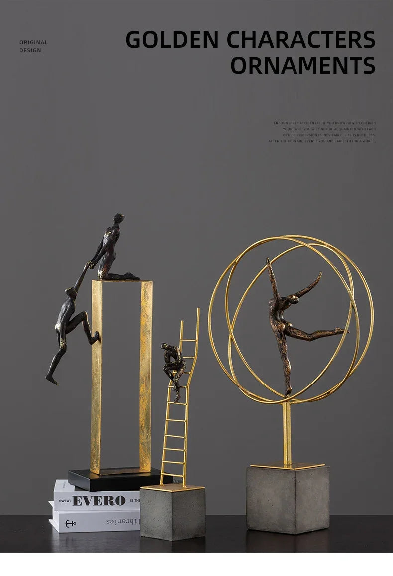Modern Gymnast Statue - Abstract Figure Desktop, angled view - House Of Avana