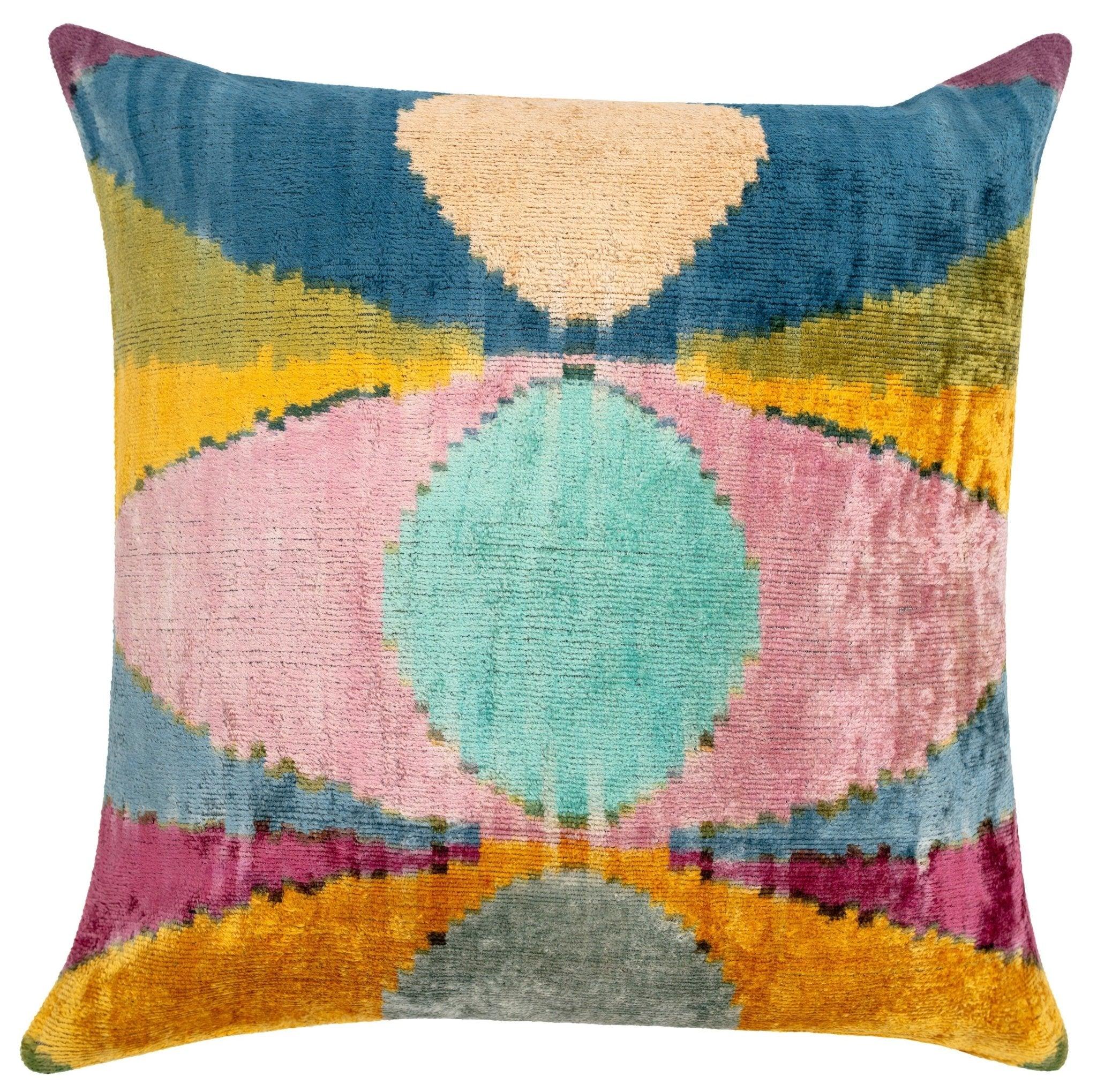 Handmade Velvet Throw Pillow with Multicolor Abstract Design - High-quality 20x20 Inch Decorative Accent... - House Of Avana