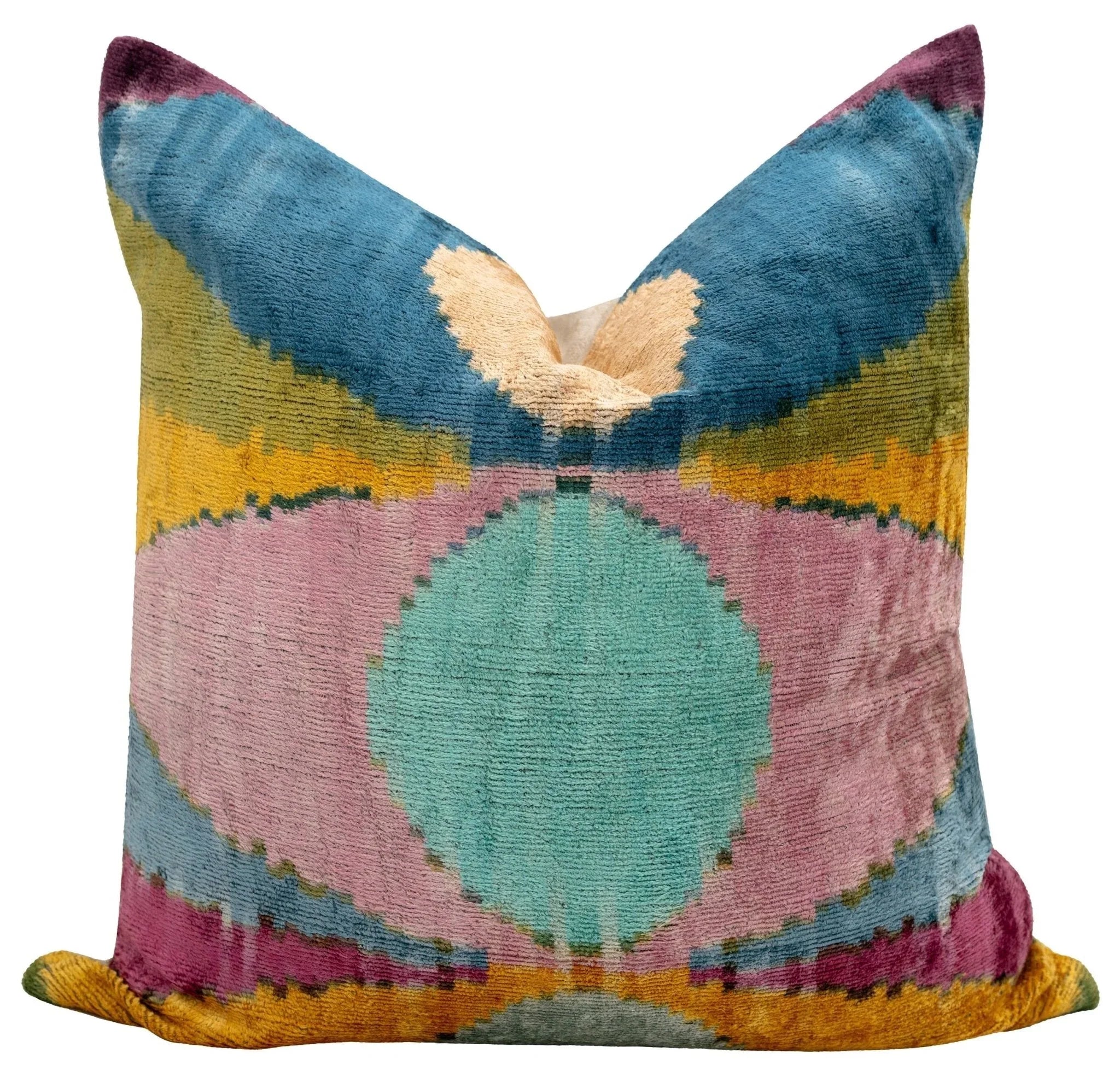Handmade Velvet Throw Pillow with Multicolor Abstract Design - High-quality 20x20 Inch Decorative Accent... - House Of Avana