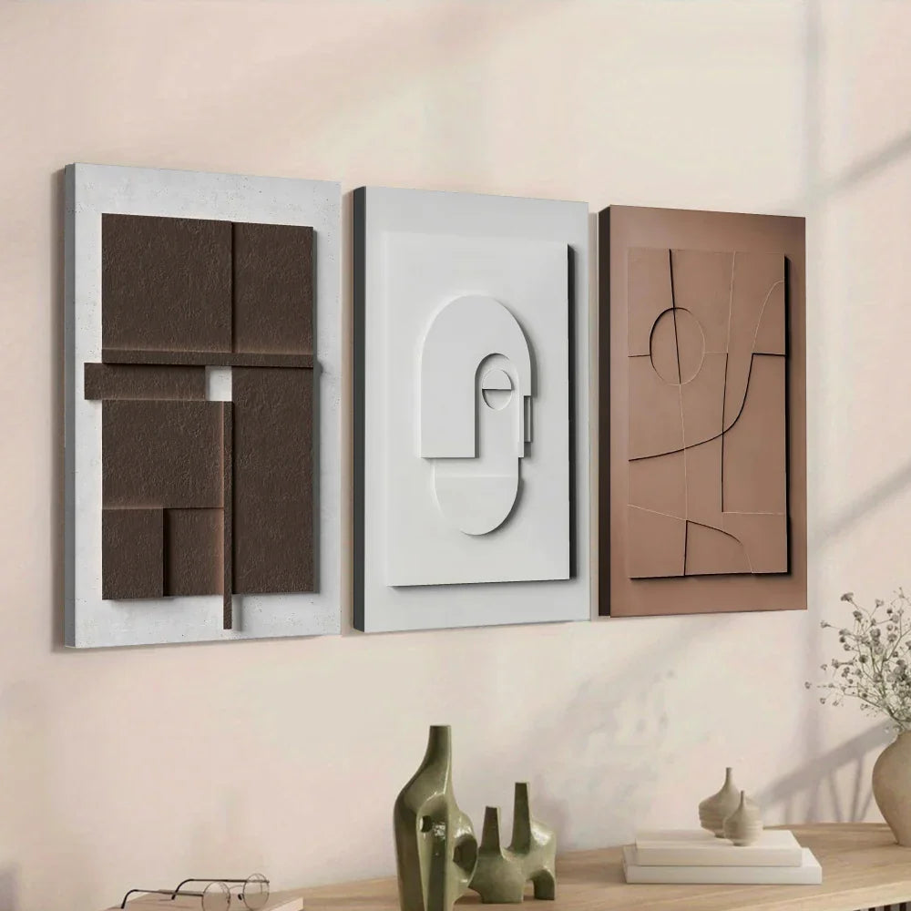 Wall Art - Modern Abstract Neutral Horizontal, back view - House Of Avana