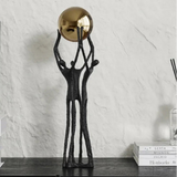 Golden Ball Weightlifter Figures Statue Desk Decoration Ornaments Abstract Character Metal Sculpture Room Aesthetic Decor - House Of Avana