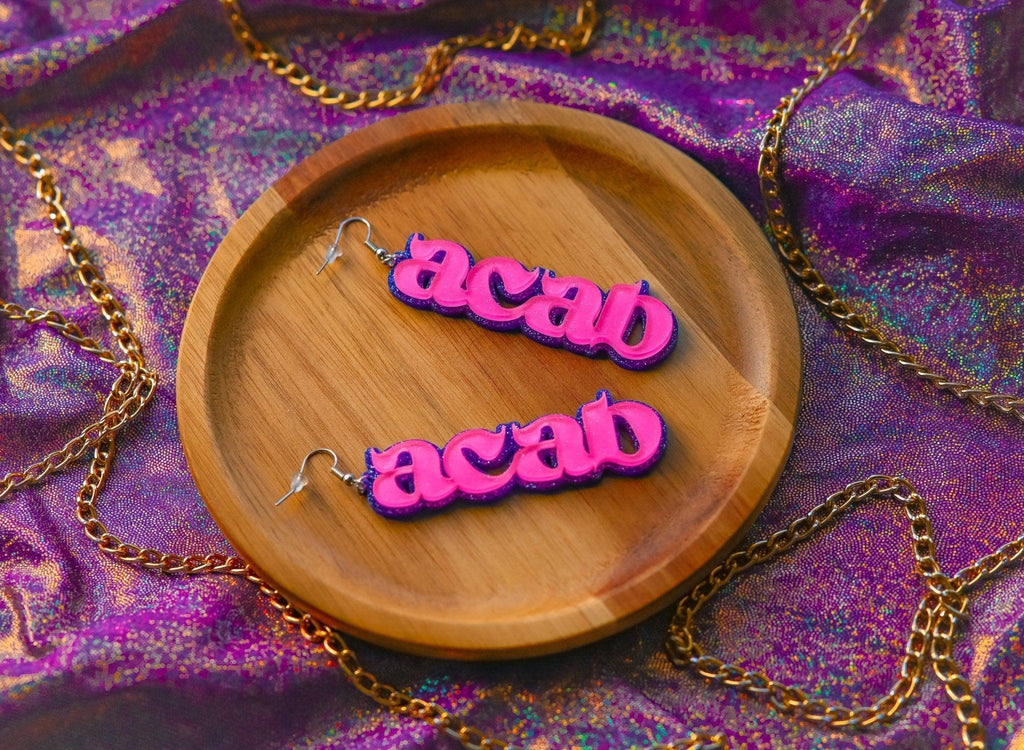 ACAB Earrings- Pink/Purple Bizaanide'ewin