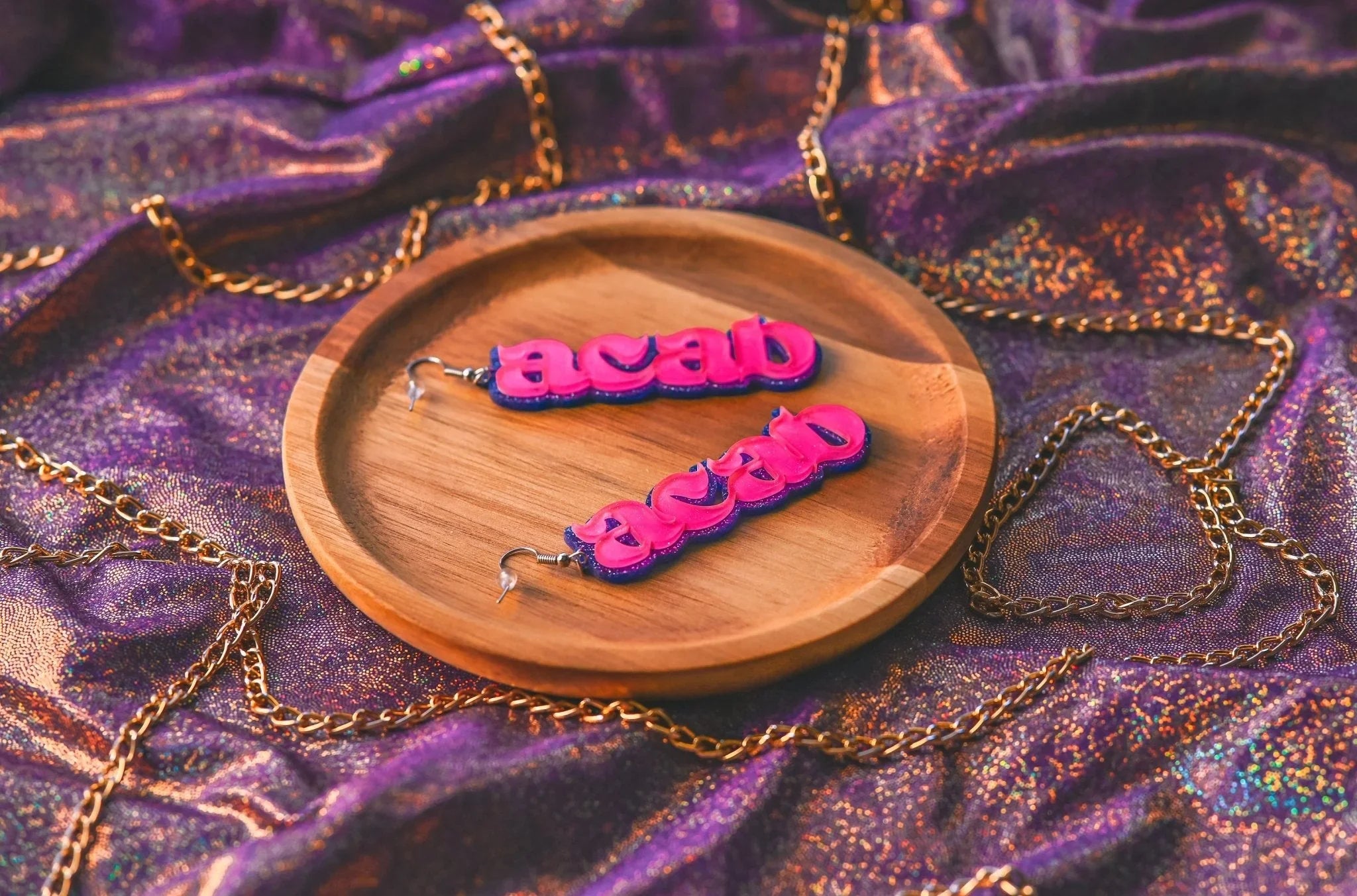 ACAB Earrings- Pink/Purple Bizaanide'ewin