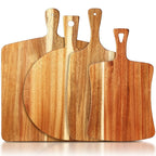 [Acacia Wood Boards] Set Of 4 Thick Acacia Wood Cutting Boards With Handles, Assorted Sizes Large Charcuterie Boards, Butcher Block Serving Tray For Cheese, Meat, Pizza, Vegetables, Bread, Kitchen Dining Room - House Of Avana