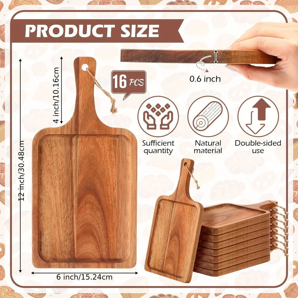 Acacia Wood Cutting Board with Handle, Charcuterie Platter & Serving Tray, side view - House Of Avana