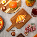 Acacia Wood Cutting Board with Handle, Charcuterie Platter & Serving Tray, detail shot - House Of Avana