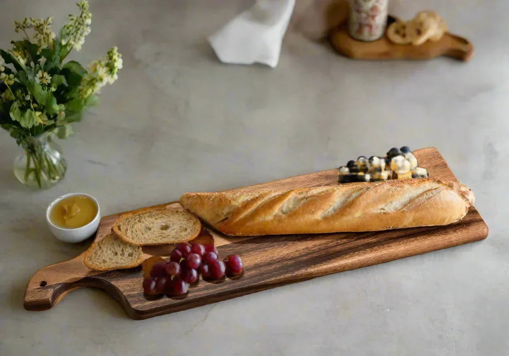 Acacia Wood Cutting / Charcuterie Board - Long, front view - House Of Avana
