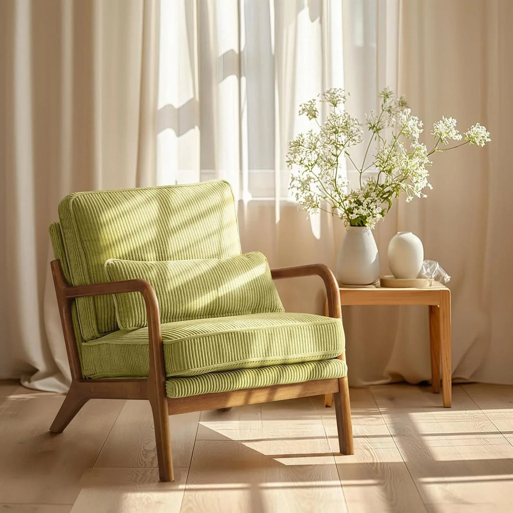 Accent Chair - Blue White Striped Upholstered, lifestyle image - House Of Avana