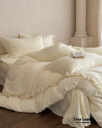 Accordion Pleated Lace Ruffled Bedding Set Ever Lasting