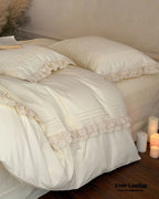 Accordion Pleated Lace Ruffled Bedding Set Ever Lasting