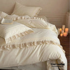 Accordion Pleated Lace Ruffled Bedding Set, back view - House Of Avana