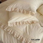 Accordion Pleated Lace Ruffled Bedding Set, detail shot - House Of Avana