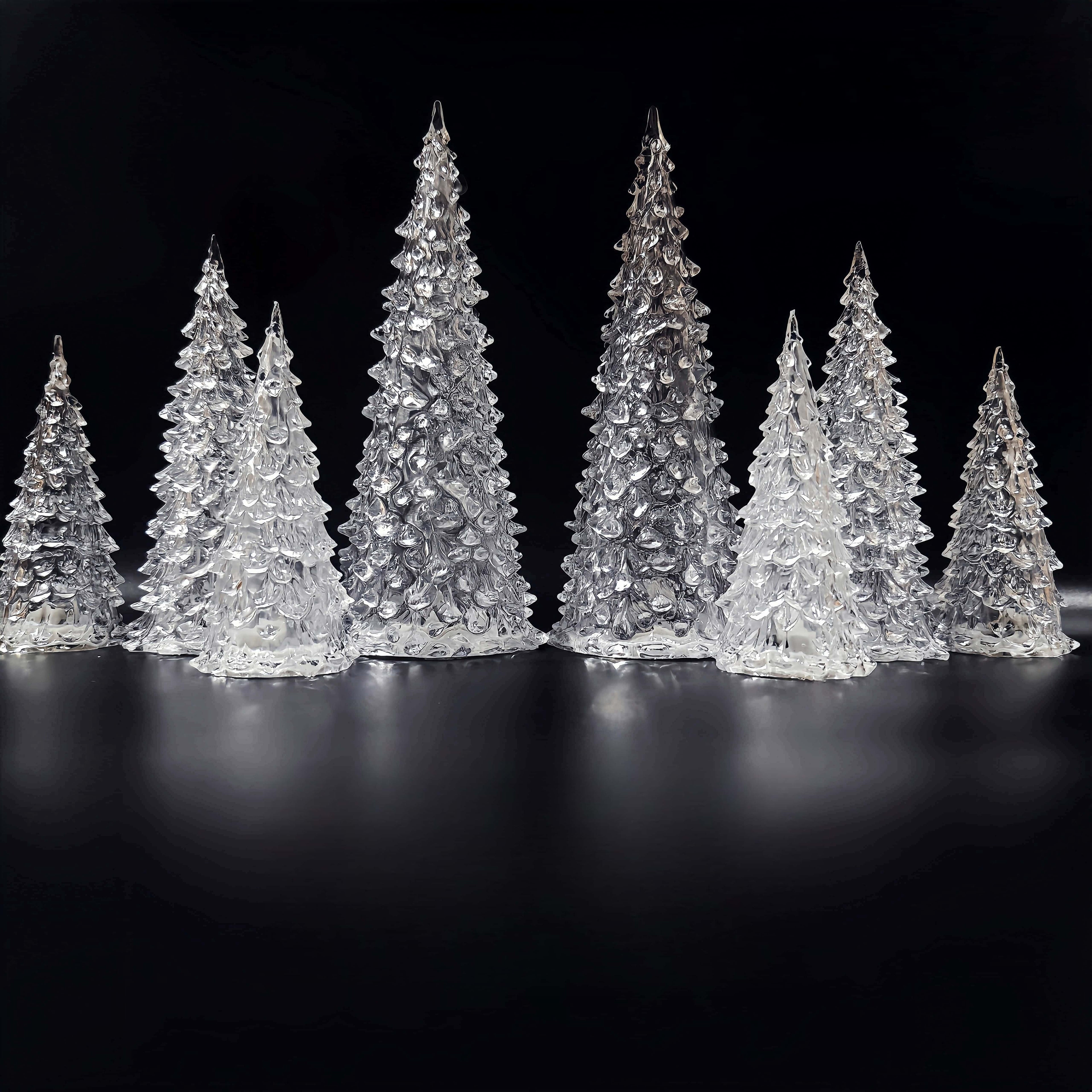 Acrylic Christmas Decor Set of with String Lights, back view - House Of Avana