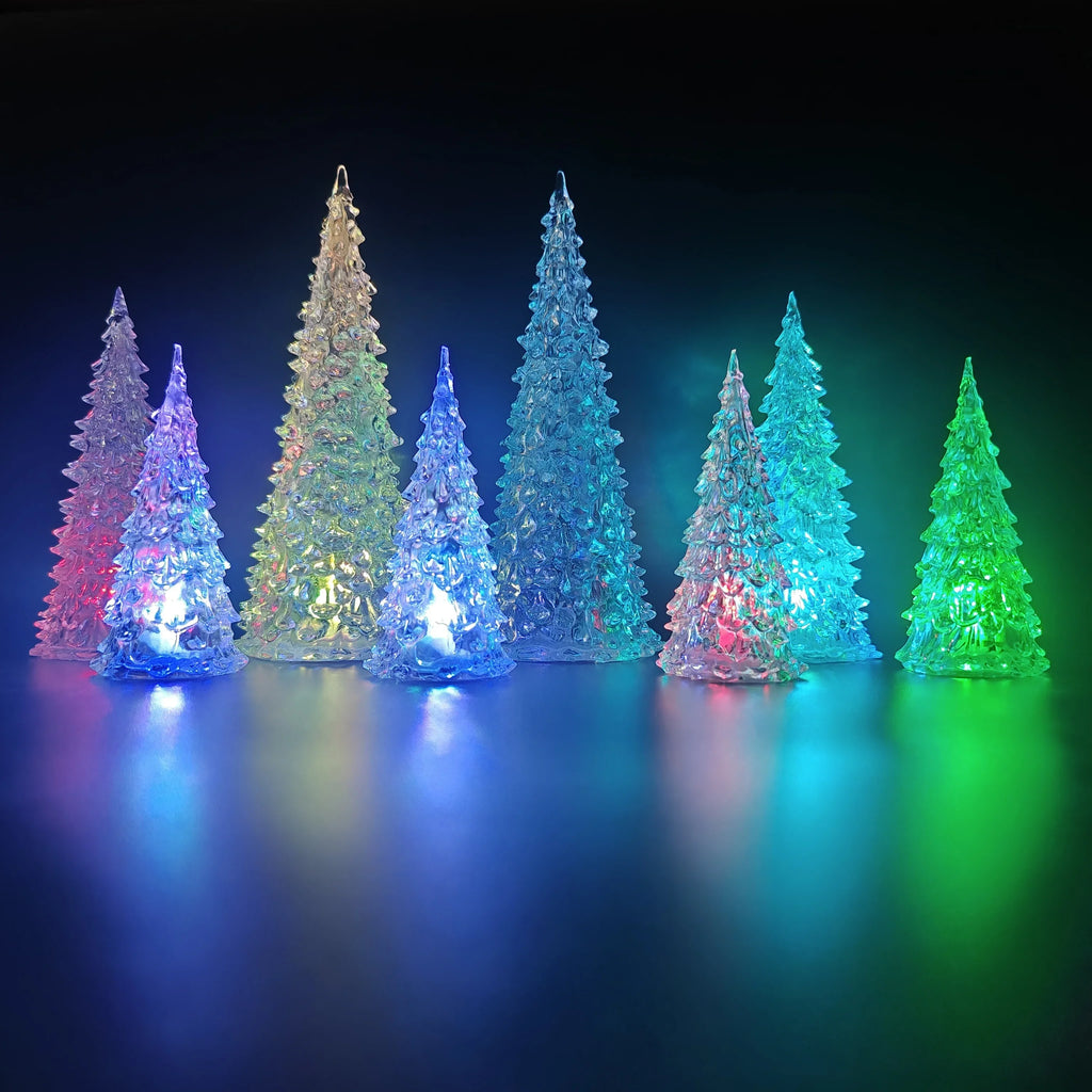 Acrylic Christmas Decor Set of with String Lights, top view - House Of Avana