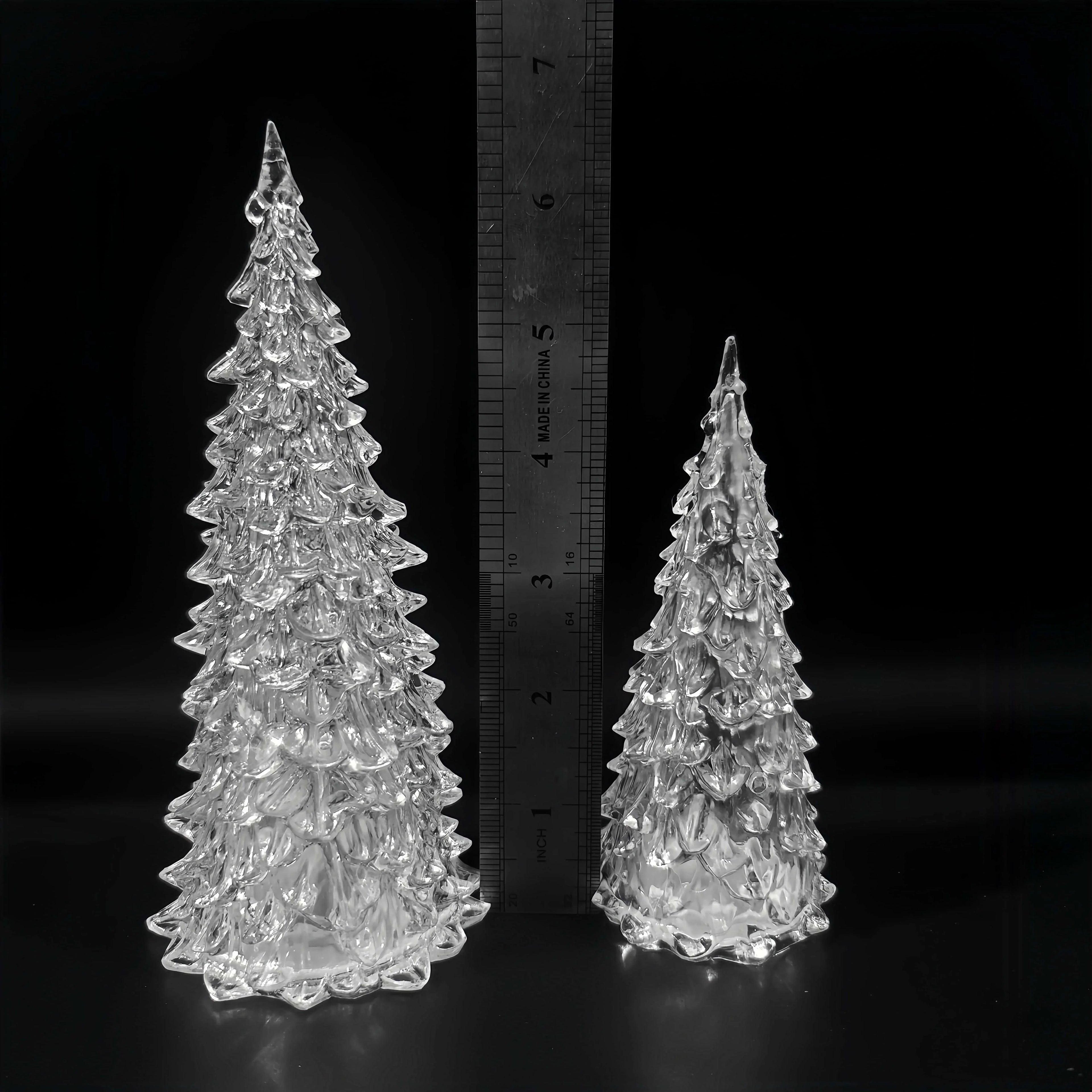 Acrylic Christmas Decor Set of with String Lights, angled view - House Of Avana