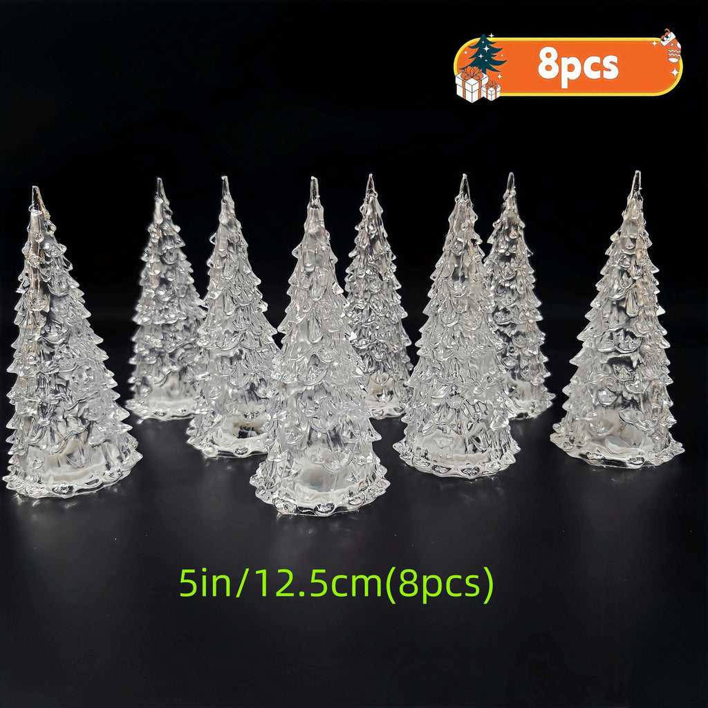 Acrylic Christmas Decor Set of with String Lights, angled view - House Of Avana