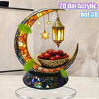 Acrylic Decor - Golden Moon with Stars 13.97cm X 18.03cm, front view - House Of Avana