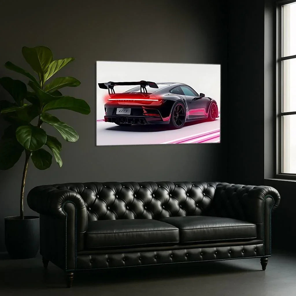 Acrylic Uv Printed Led Car Poster – Backlit Neon Wall Decor, front view - House Of Avana