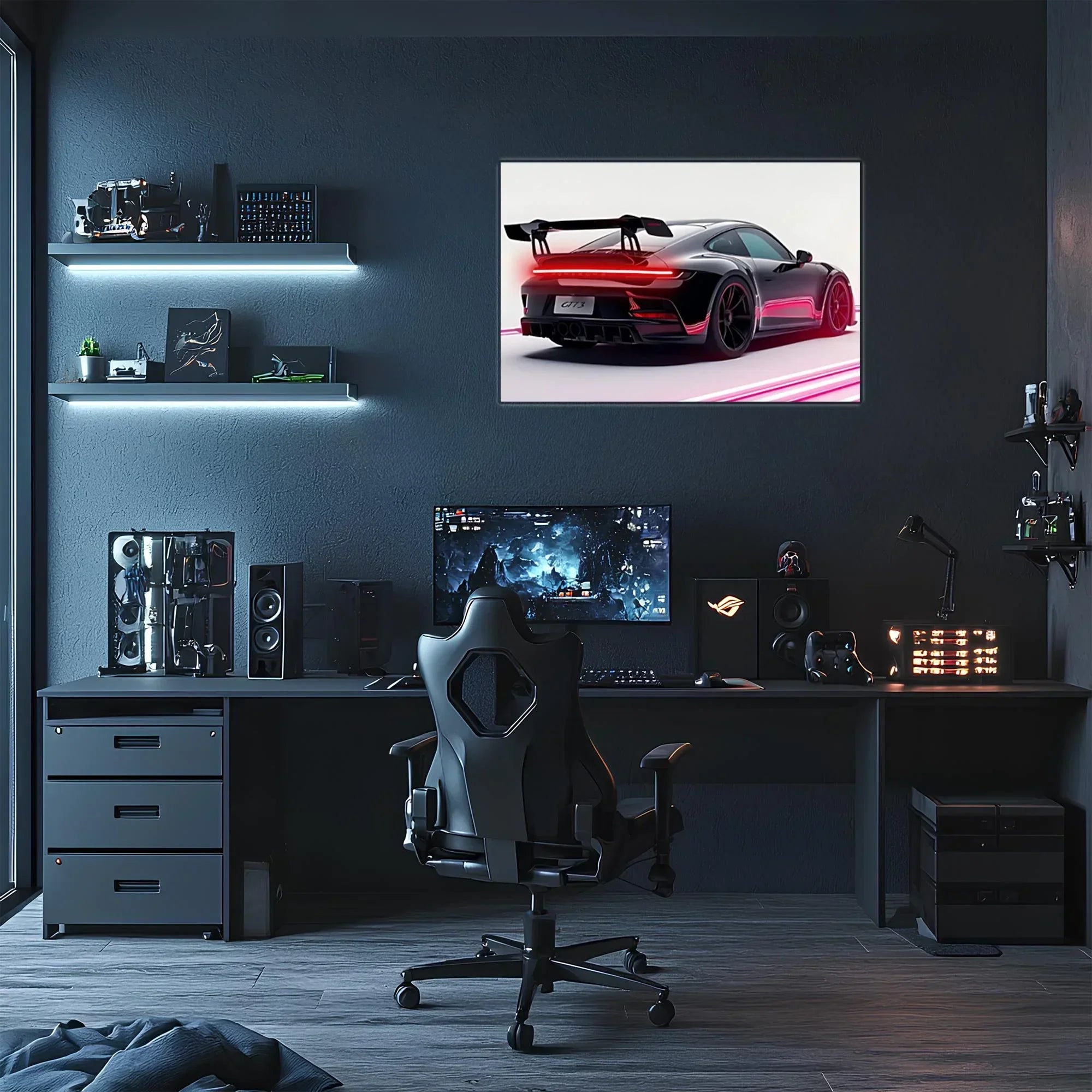 Acrylic Uv Printed Led Car Poster – Backlit Neon Wall Decor, back view - House Of Avana