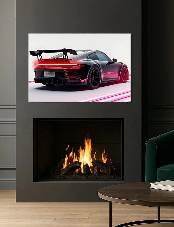 Acrylic Uv Printed Led Car Poster – Backlit Neon Wall Decor, angled view - House Of Avana