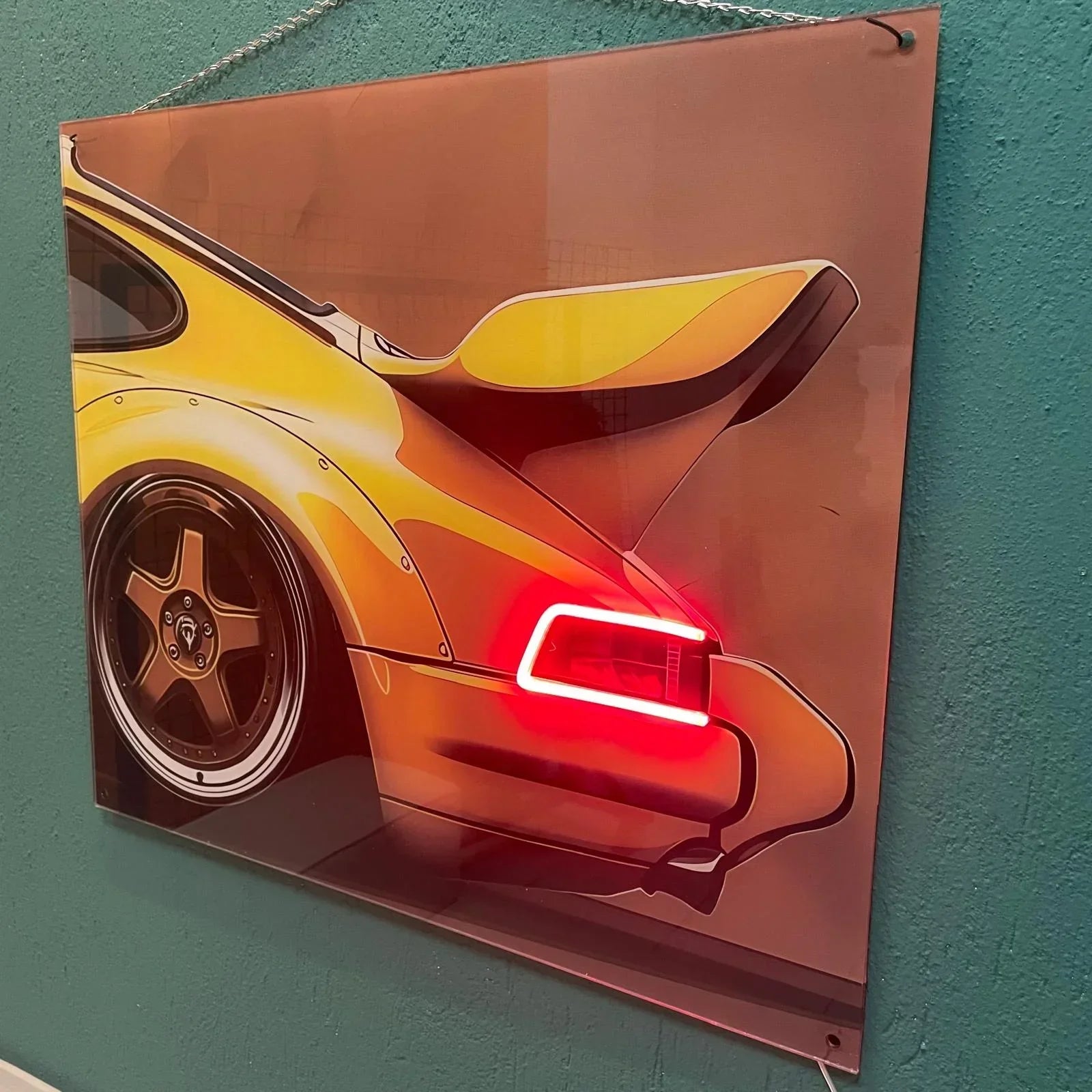 Acrylic Uv‑printed Car Neon Poster with Led Glow – Custom Sizes Available, back view - House Of Avana