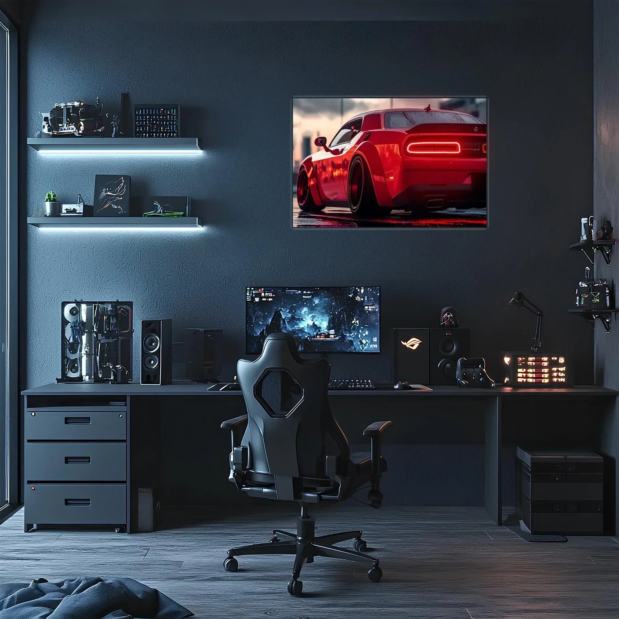 Acrylic Uv‑printed Car Poster with Integrated Neon Led Lighting, detail shot - House Of Avana