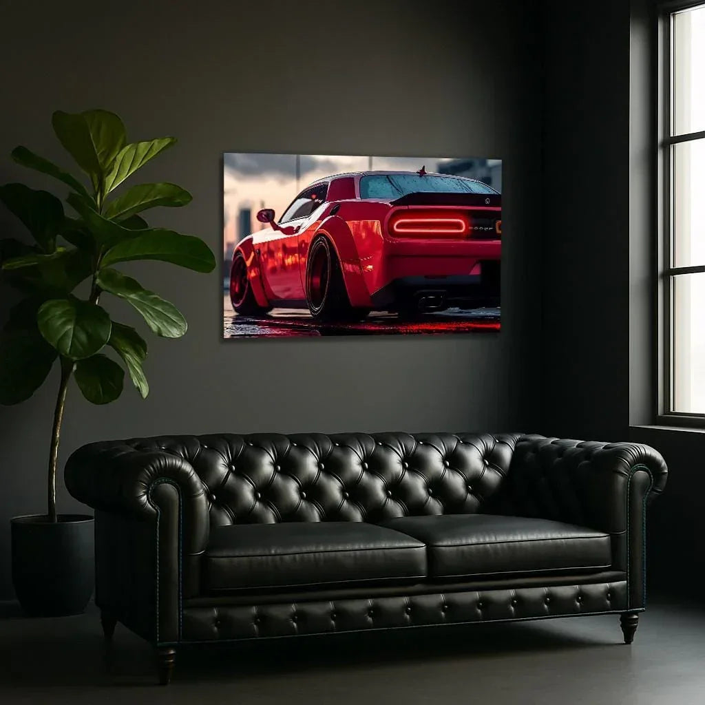 Acrylic Uv‑printed Car Poster with Integrated Neon Led Lighting, top view - House Of Avana