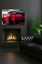 Acrylic Uv‑printed Car Poster with Integrated Neon Led Lighting, angled view - House Of Avana