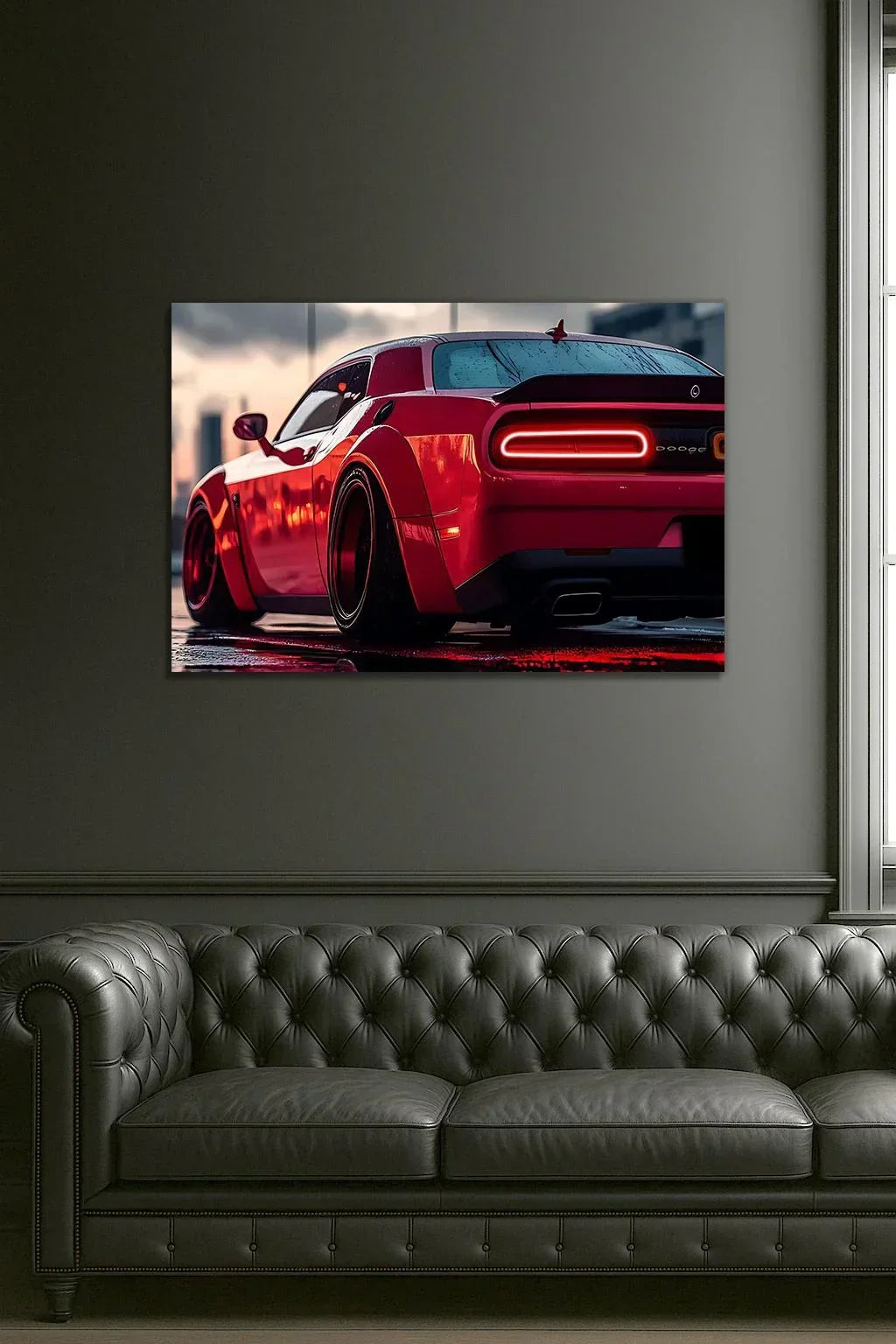 Acrylic Uv‑printed Car Poster with Integrated Neon Led Lighting, angled view - House Of Avana