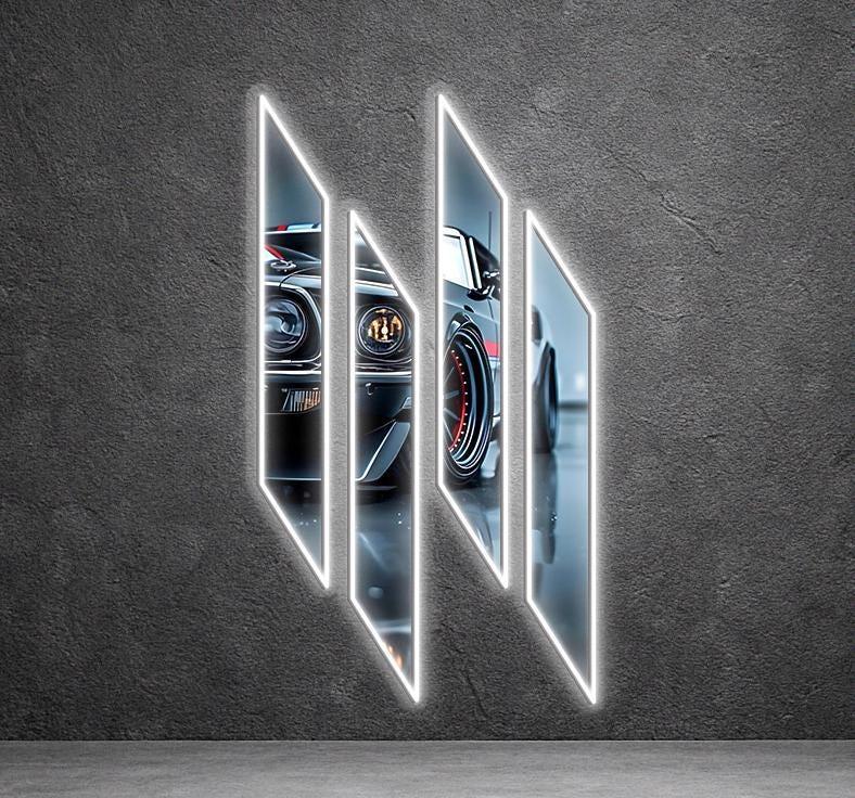 Acrylic Uv‑printed Led Car Wall Art with Dimmer, front view - House Of Avana