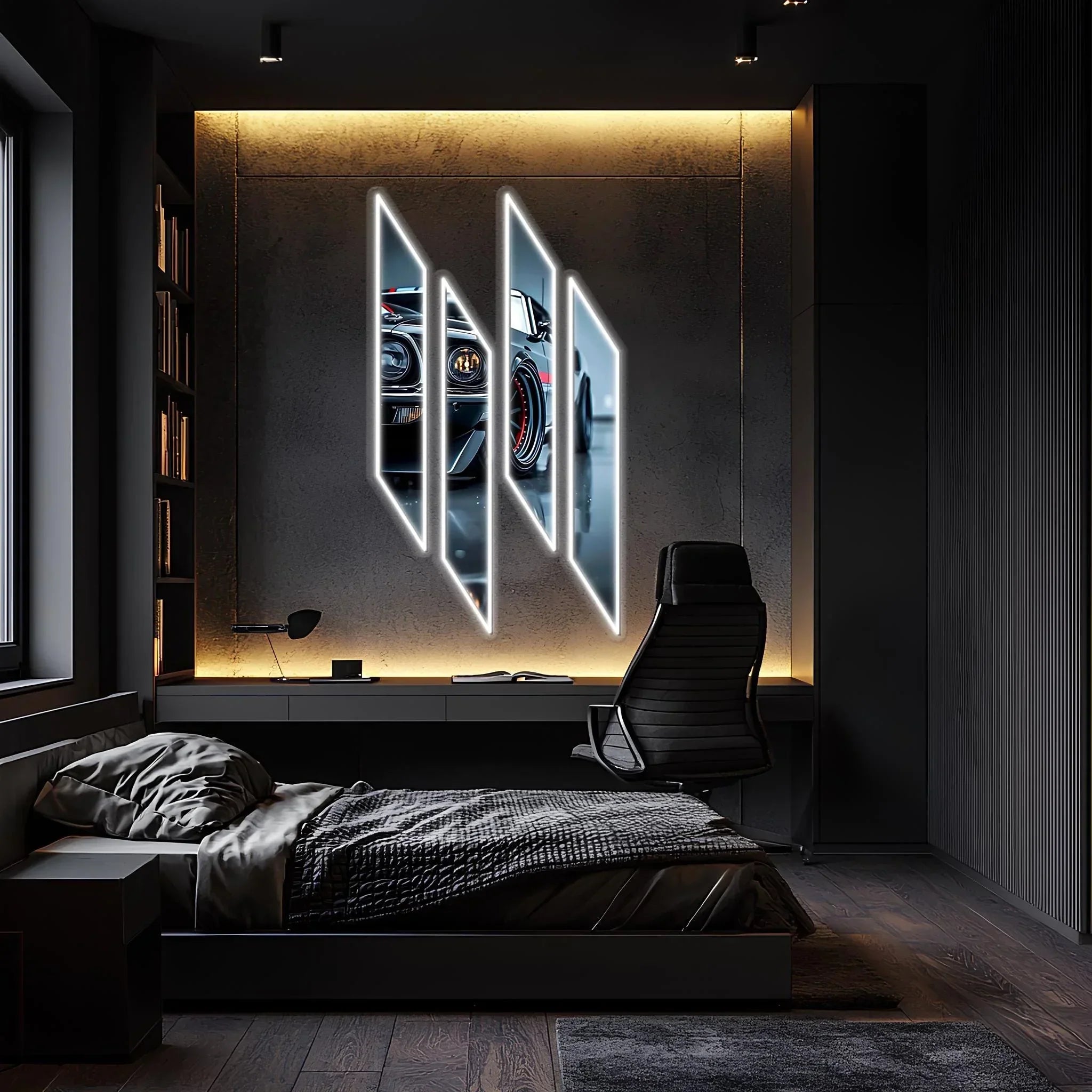 Acrylic Uv‑printed Led Car Wall Art with Dimmer, back view - House Of Avana