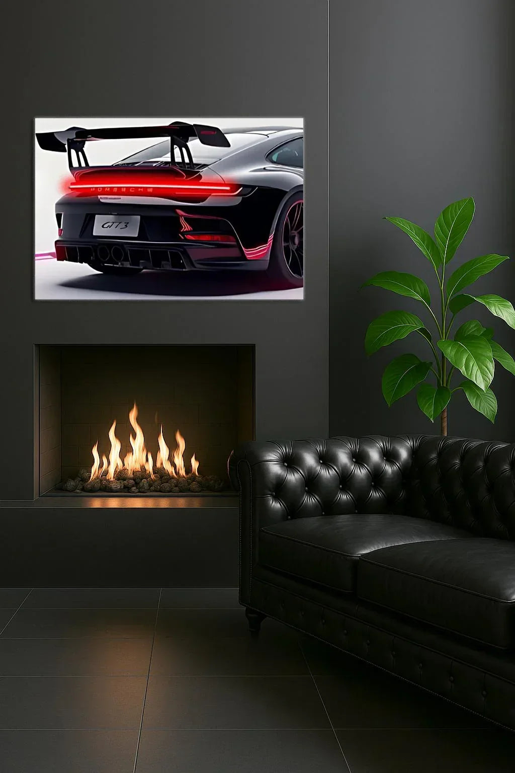 Acrylic Uv‑printed Rear Sport Car Led Art with Remote Control, side view - House Of Avana