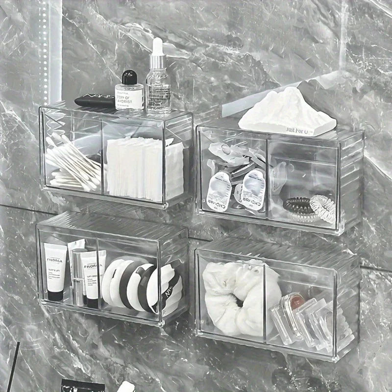 Cosmetic Storage Box, Bathroom Wall Cosmetic Storage Box, Wall-mounted Storage Box, Acrylic Swab Box,... - House Of Avana